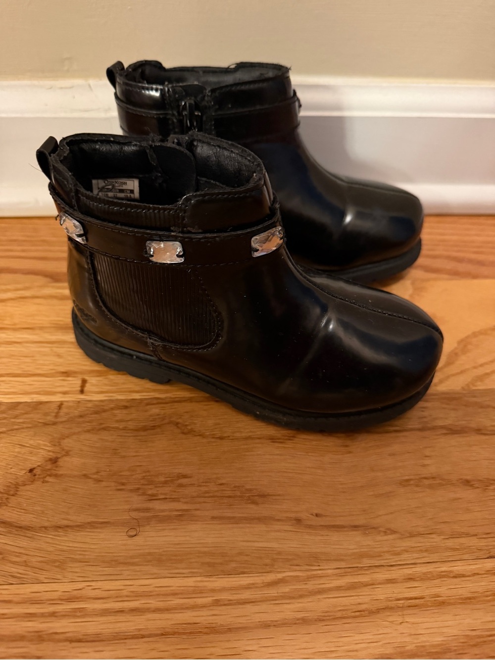 OshKosh B'gosh Black Girls' Ankle Boots with Silver Trim